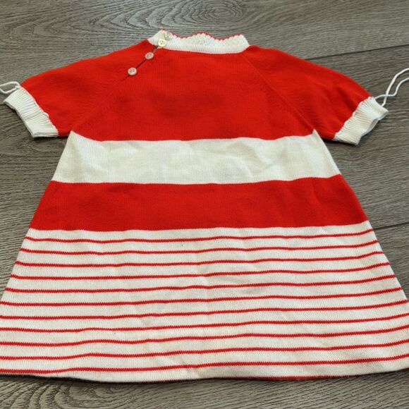 Vintage Renro Acrylic Red White Striped Train Sweater Shirt Italy Made XL - Picture 5 of 7
